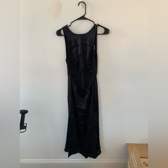 zara satin cutout dress ZARA Satin Cutout Maxi Dress Brown Flowy Open Back Slip Dress M